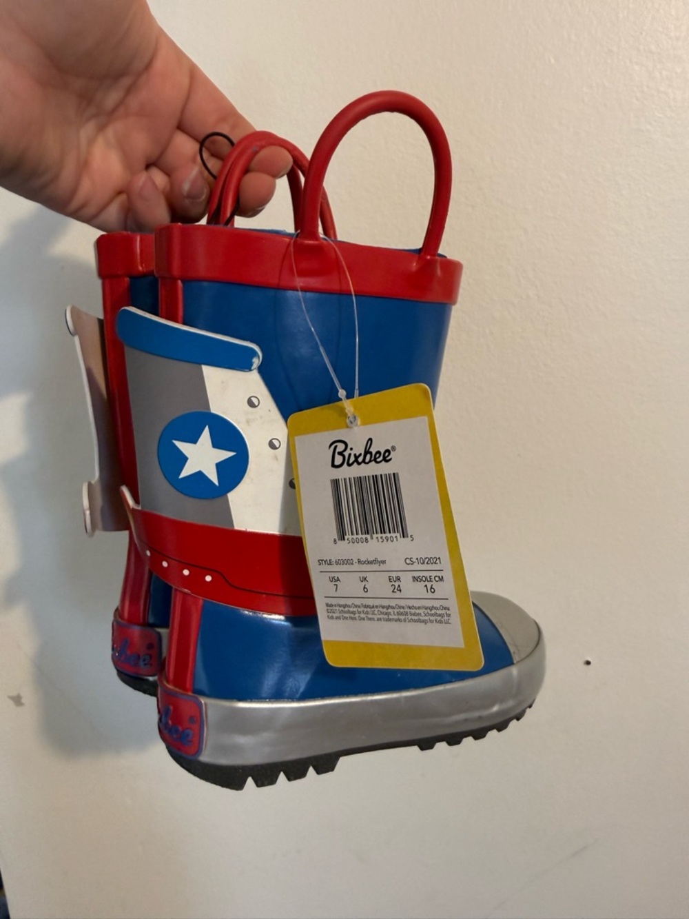 Bixbee Blue and Red Kids' Rain Boots with Star Accent